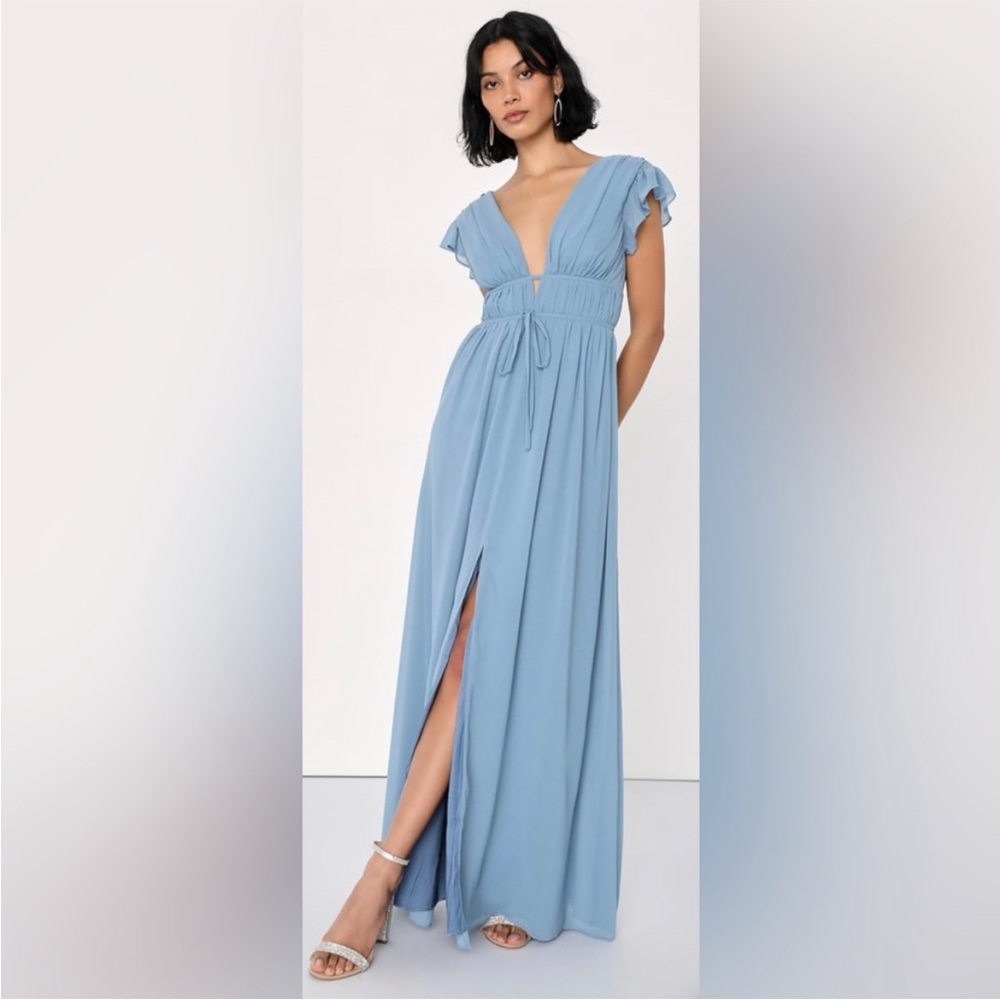 Lulu’s I’m all yours Blue Ruffled Dress